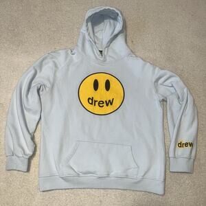 Drew Skate House Smiley Face Hoodie Light Blue Medium Skateboard Justin Bieber